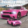 SEGMART 12V Ride On Car Licensed Dodge Charger SRT Hellcat Electric Car for Kids with Remote Control, 3-Speed Kids Electric Vehicle with Suspension System, LED Lights, MP3 & Bluetooth, Pink view 2