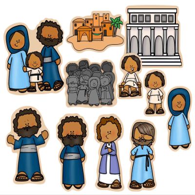 Story Time Felts Boy Jesus at The Temple Felt Figures for Bible Flannel Board Stories