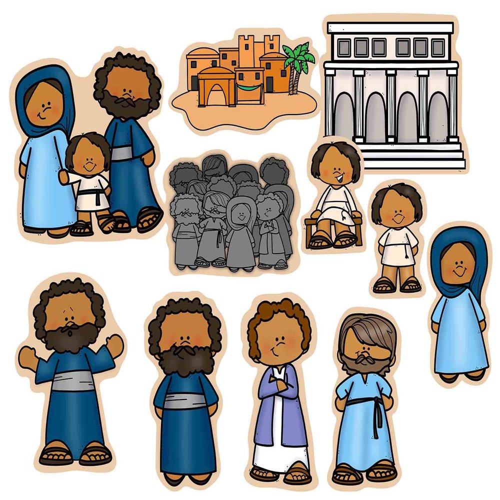 Story Time Felts Boy Jesus at The Temple Felt Figures for Bible Flannel Board Stories