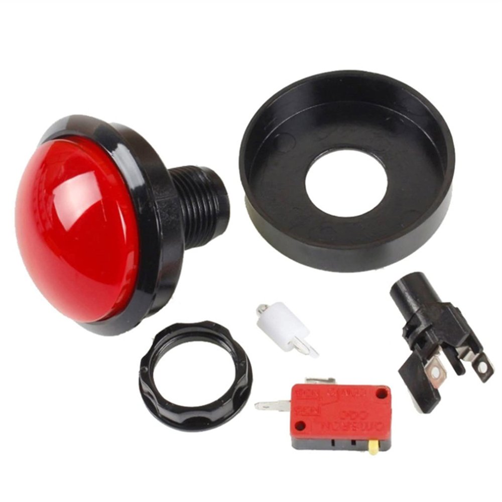 BEFIA Arcade Button 5 Colors LED Light Lamp 60MM Convexity Big Round Arcade Video Game Player Push Button Switch (Color : Red)