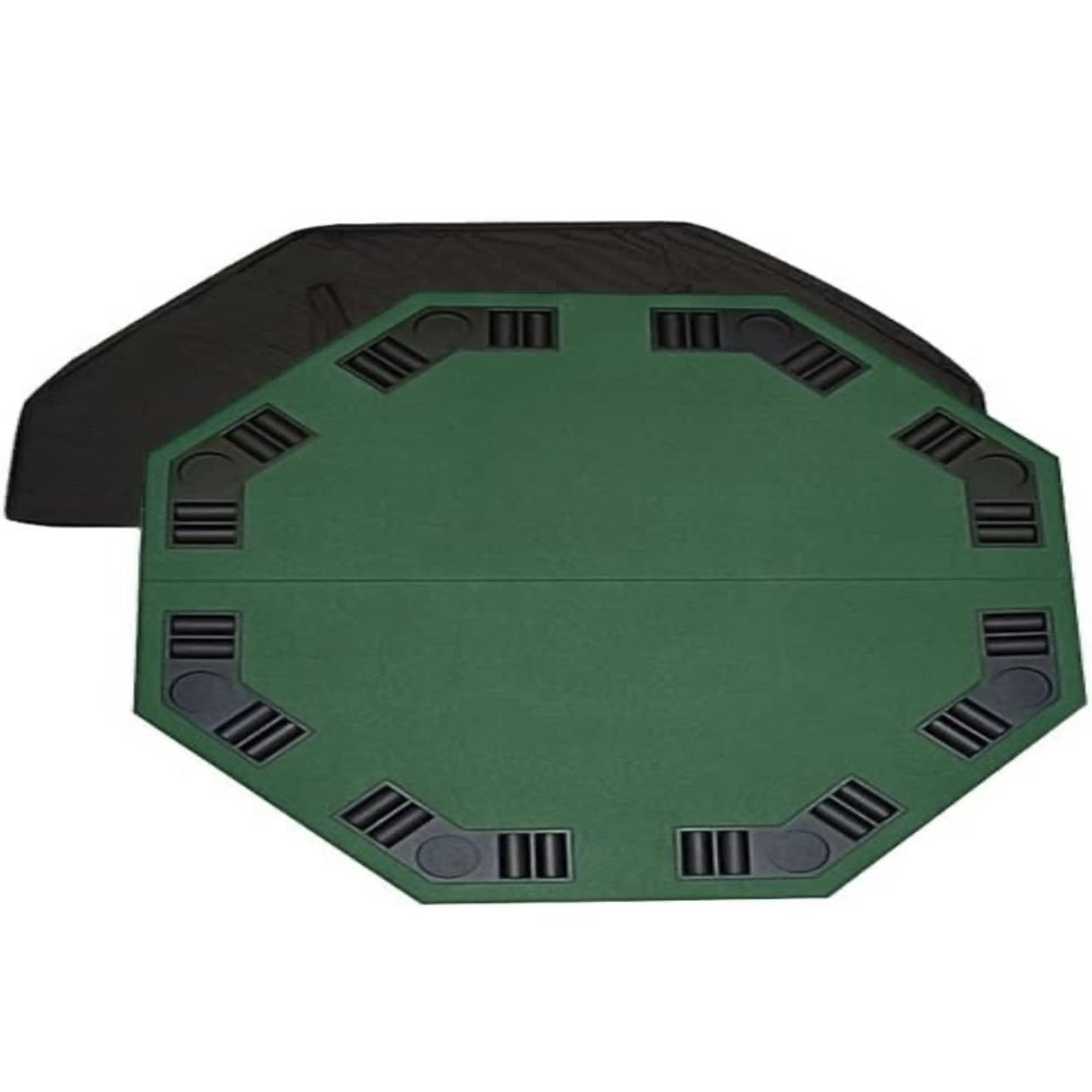 48" Green Octagon Folding Poker and Blackjack Table Top with Carrying Case