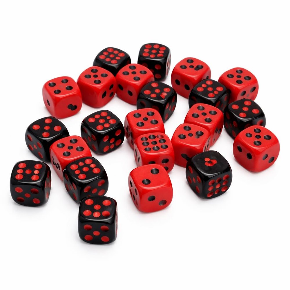 48PCS Dices Set, 6 Sided Black and Red Table Game Dice Set Plastic Polyhedral Dice for Family Party Bars