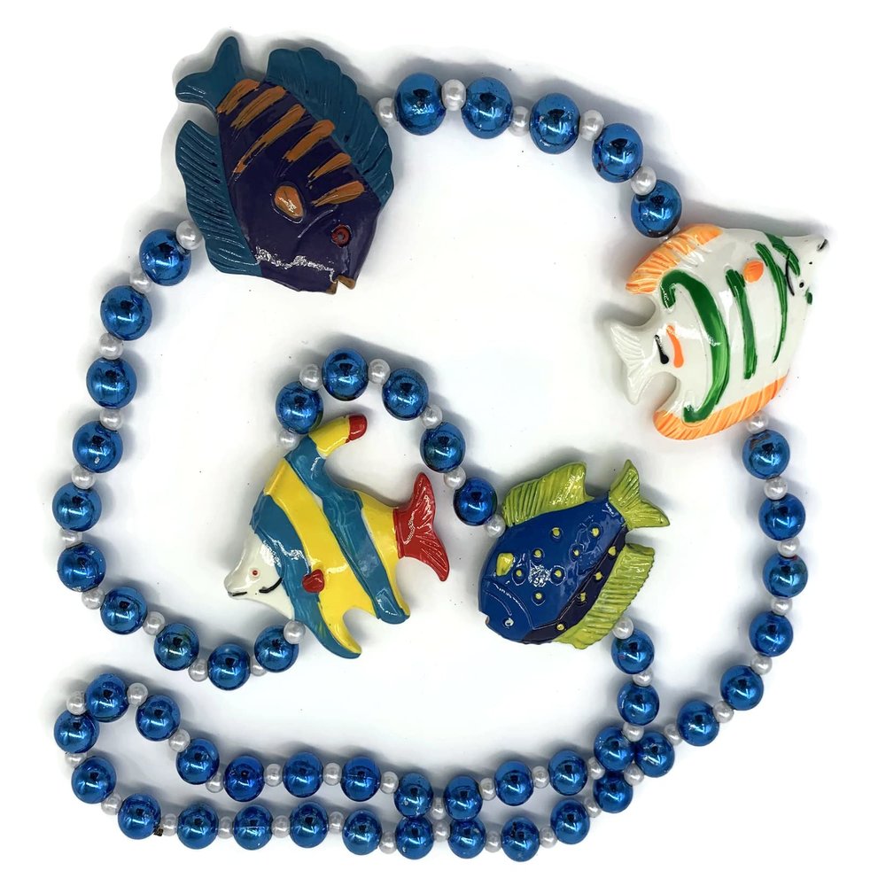 Tropical Fish Bead Necklace Mardi Gras Bead Spring Break Cajun Carnival Festival Gasparilla