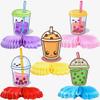 Boba Tea Centerpieces  5 pcs Honeycomb Bubble Tea Decorations for Birthday, Baby Shower, Summer Party and Kawaii Theme Supplies view 2