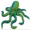 3D Printed Octopus - Customizable, Made to Order Articulated Animal Model (X-Large, Dual Color Shiny Blue/Light Green) view 1