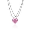 Caiyao Multicolor Heart Peach Puzzle Couple Necklace Bricks Puzzle Assembled Pendant Necklace Love Heart Matching Block for Women Valentines Day Friendship Jewelry Gift (D pink) view 1