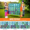 KOTEK Giant 4-in-a-Row, 3.5 Feet Tall Jumbo 4-to-Score Family Fun Game with Quick-Release Sliders & 42 Large Rings, Oversized Connect Plastic Yard Game Outdoor for Kids & Adults (Baby Blue+Orange) view 2