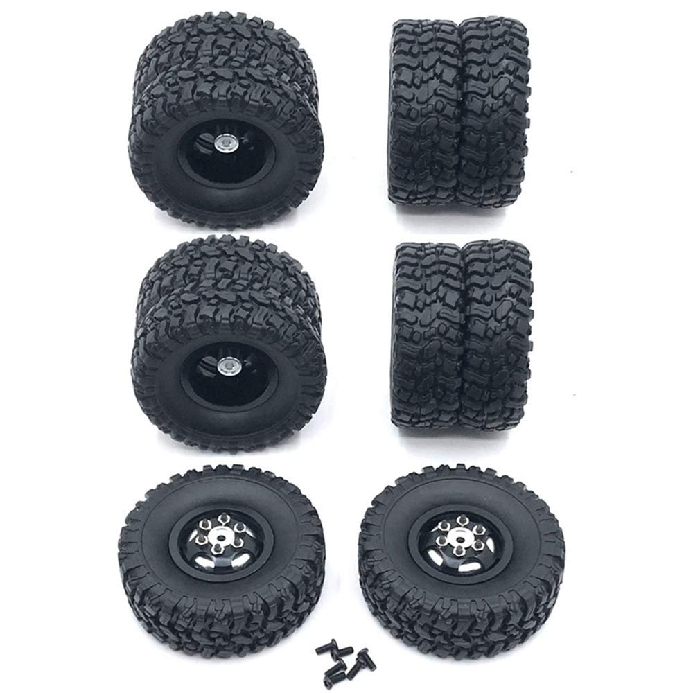 fenlan Double Wheel Metal Wheel Rim with Rubber Tire Tyre for B16 B36 Q60 Q63 Q64 6WD 6X6 RC,Black