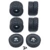 fenlan Double Wheel Metal Wheel Rim with Rubber Tire Tyre for B16 B36 Q60 Q63 Q64 6WD 6X6 RC,Black view 1