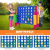 KOTEK Giant 4-in-a-Row Game Set, 3.5 Feet Tall Jumbo 4-to-Score Family Fun Game with Quick-Release Sliders & 42 Large Rings, Oversized Connect Plastic Yard Game Outdoor for Kids & Adults (Blue+Rose) view 2