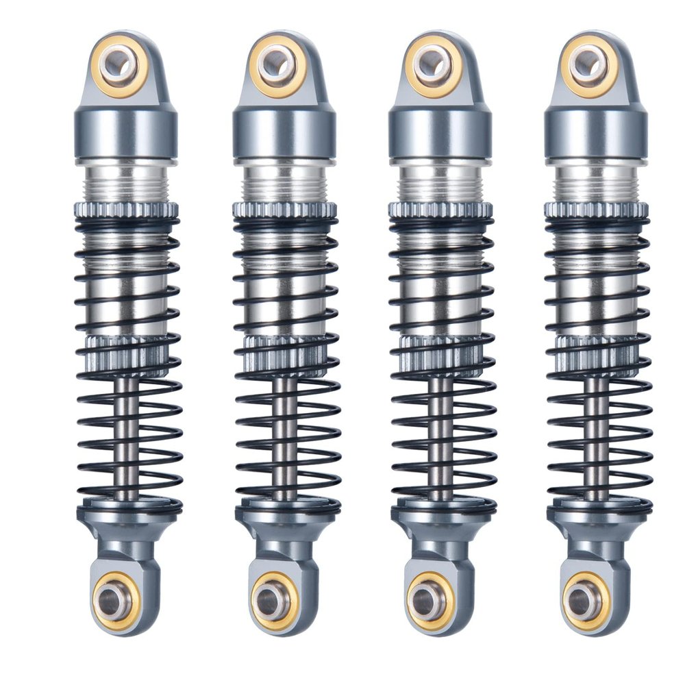 RCHUBAM 4Pcs Aluminum Alloy Shock Absorber Threaded Damper for 1/18 TRX4M Bronco Defender RC Crawler Car (Titanium)