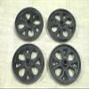 4 CAST IRON WHEELS CART FACTORY FARM RANCH STEAMPUNK TABLE HIT MISS WHEEL BLACK - drstore view 1