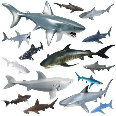 15 Pcs Plastic Shark Toys - Assorted Ocean Animal Figurines, Realistic Bath Toys, Sea Creature Figures, Marine Animals for Kids Birthday Party Favor, Cake Topper, Cognitive Toy