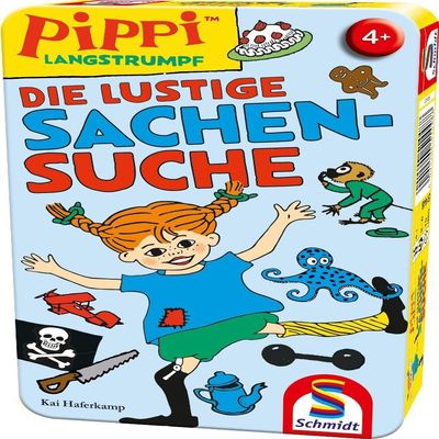 Schmidt Spiele 51448 Pippi Longstocking, The Funny Things Search, Travel Game, Bring Me with Game in a Metal Tin