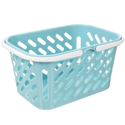 TOYANDONA Small Plastic Shopping Basket with Handle for Kids Mini Grocery Basket for Toy Storage Pretend Play Easter Egg Hunt Party Favor 10.23 X 6.69 X 5.11 Inches