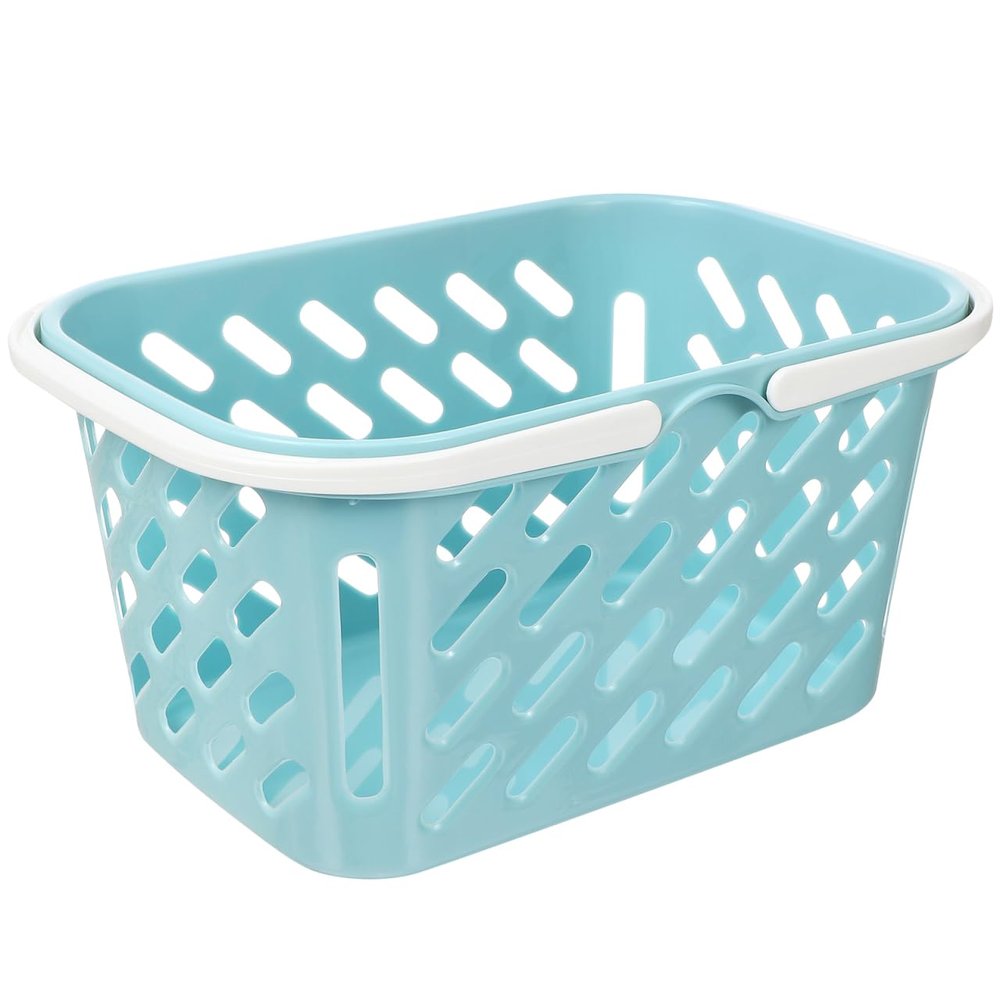 TOYANDONA Small Plastic Shopping Basket with Handle for Kids Mini Grocery Basket for Toy Storage Pretend Play Easter Egg Hunt Party Favor 10.23 X 6.69 X 5.11 Inches