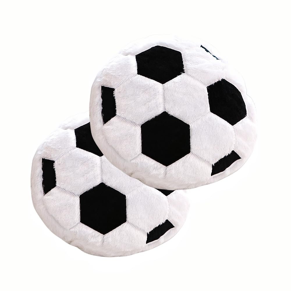 2Pcs Soccer Ball Plush Pillow14" Soft Soccer Stuffed Toys Fluffy Soccer Sports Throw Pillow Durable Football Plush Toys for Home Decor Sofa Cushion Kids Boy Girls Children Sports Toys Gift(Football)