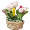 Melody Jane Dolls Houses Dollhouse Tulips in Rope Basket Miniature Flowers in Pot Home Garden Accessory view 1