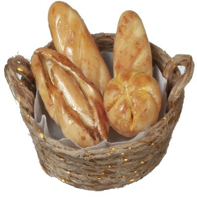 Melody Jane Dolls Houses Dollhouse Bread Loaves in Woven Basket 1:12 Shop Store Bakery Market Accessory
