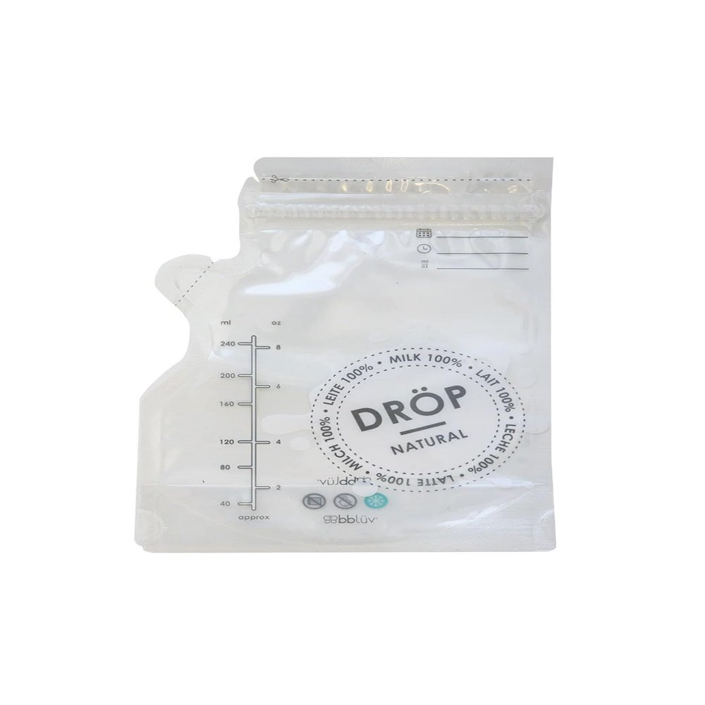 bblv  Drp  Breastmilk Storage Bag, 50 Count, Double Zipper, Large Capacity Breastmilk Bag, BPA Free, Pre-Sterilized, Breastmilk Refrigerate and Freezer Bag (240 ml)
