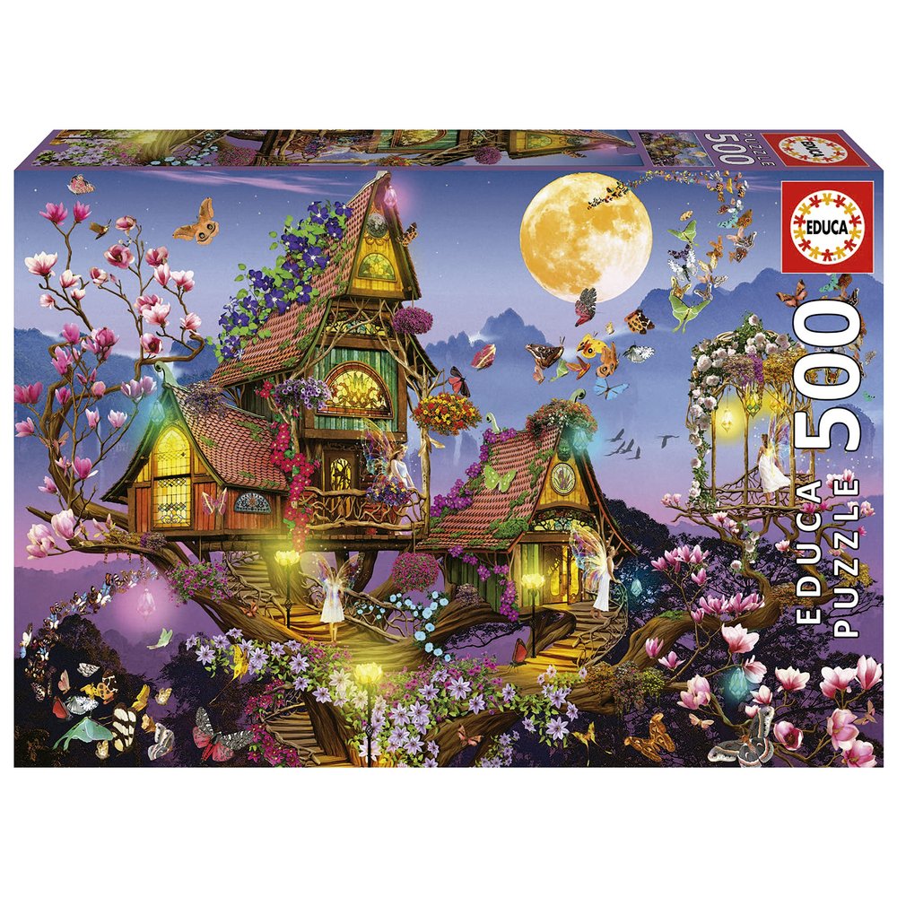 Educa - 500 Piece Puzzle for Adults | Fairy House. Includes Fix Puzzle Glue. Approximate Measurement Once Assembled: 18,89" x 13,38". from 11 Years Old (19554)