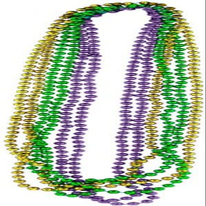 PMU Mardi Gras Party Beads Large Round 12mm x 48" Assorted Gold, Green, Purple (1x6) 6 pc