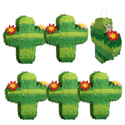 GIFTEXPRESS 6-Pack 6" Mini Cactus Pinatas, Pinatas for Cinco De Mayo, Fiestas, Taco, Llama Birthday, Carnival, Classroom & Table Centerpiece Party Favor and Decoration