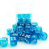 Bescon 12mm 6 Sided Dice 36 in Brick Box, 12mm Six Sided Die (36) Block of Dice, Translucent Lake Blue view 2