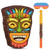 Threan Small Tiki Tropical Hawaii Piata with Blindfold Bat Aloha Luau Piata for Hawaiian Luau Themed Party Decoration Summer Birthday Party Supplies, 15.7 x 3.1 x 12.2 Inch view 1