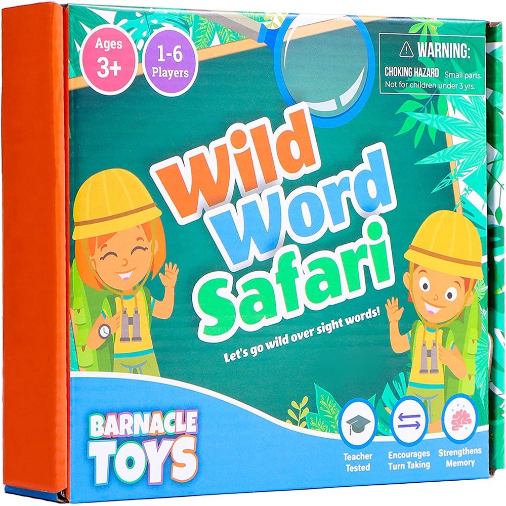 Barnacle Toys Wild Word Safari - CVC Sight Word Reading Games, Primary Phonics Flash Card Alternatives for Kids, Learning Activities/Resources and a Classroom Must Have