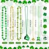 Whaline 18Pcs St. Patrick's Day Bead Necklaces and 30Pcs Shamrock Tattoo Stickers Green Gold Pendant Necklaces Bundle for Irish Holiday Party Costume Accessories view 2