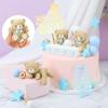 Yinder Bear Cake Toppers Mini Bear Cake Decorations Cake Toppers Gold White Pearl Ball for Birthday Party Decorations(Blue, Brown,Cute Style) view 2
