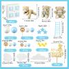 Yinder Bear Cake Toppers Mini Bear Cake Decorations Cake Toppers Gold White Pearl Ball for Birthday Party Decorations(Blue, Brown,Cute Style) view 3