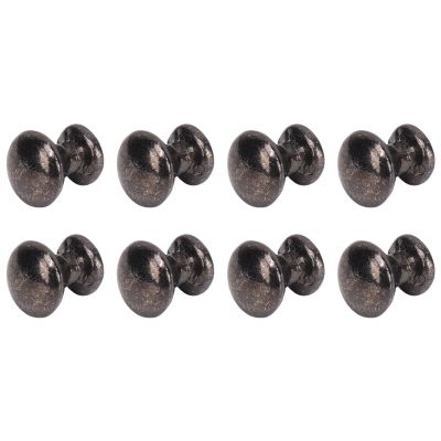 Keenso Dollhouse Door Handle Knobs, 8 Pcs 1:12 Scale Miniature Round Head Pull Handle Metal Simple Dollhouse Door Handle Knobs (Black)