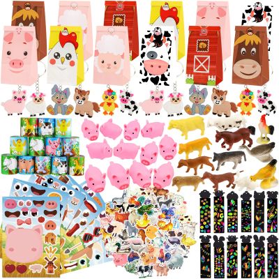 Farm Party Favors, 134 PCS Farm Animal Party Favors, Farm Party Decorations Barnyard Birthday Party Supplies, Return Gifts for Kids Birthday, Goody Bag Stuffers