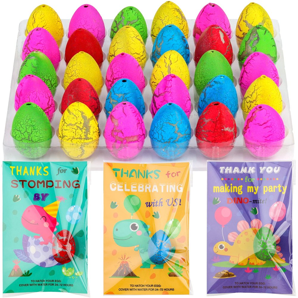 Dinosaur Party Favors, 30 Pack Hatching Dinosaur Eggs with Card Bulk - Dino Birthday Goodie Bag Stuffers , Novelty Birthday Party Favors for Kids