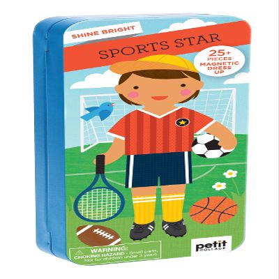 Petit Collage - Sports Star - Shine Bright - Magnetic Dress-Up Game with Mix and Match Magnetic Pieces, Ideal for Ages 3+  Includes 2 Scenes and 25 Creative Magnetic Pieces