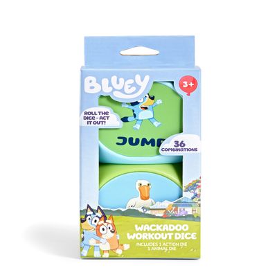 BLUEY Wackadoo Dice Imagination Act Out the Action Game | Family Game Night for All Ages | Creative and Engaging Fun for All Featuring Bluey and Bingo with 36 unique and silly combinations