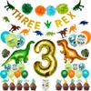 Three Rex Birthday Party Decorations for Boys  3rd B-day Dinosaur Theme w/ Banners & Balloons  Three Rex Party Supplies for Boys Dino Celebration view 1