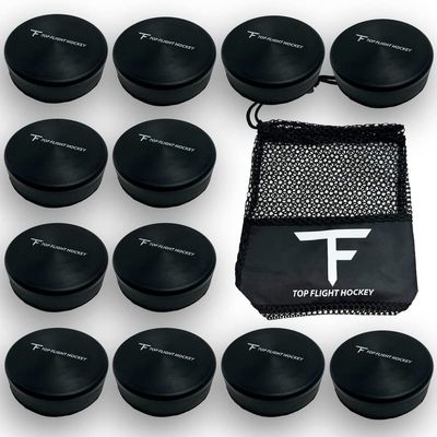 12 Pack Foam Hockey Pucks with Mesh Carry Bag Indoor Safe