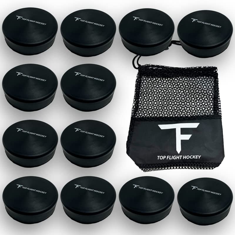 12 Pack Foam Hockey Pucks with Mesh Carry Bag Indoor Safe