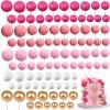 108 Pcs Balls Cake Topper DIY Cupcake Insert Foam Balloons for Cake Baking Wedding Anniversary Birthday Decoration(Pink Series, White, Gold,Multi Sizes) view 1