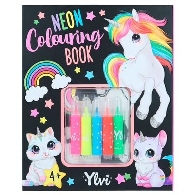Depesche 12169 Ylvi Colouring Book Set with 25 Pages to Create Imaginative Motifs, Includes 5 Neon Fibre-Tip Pens and Sticker Sheet in Gold, Multicoloured