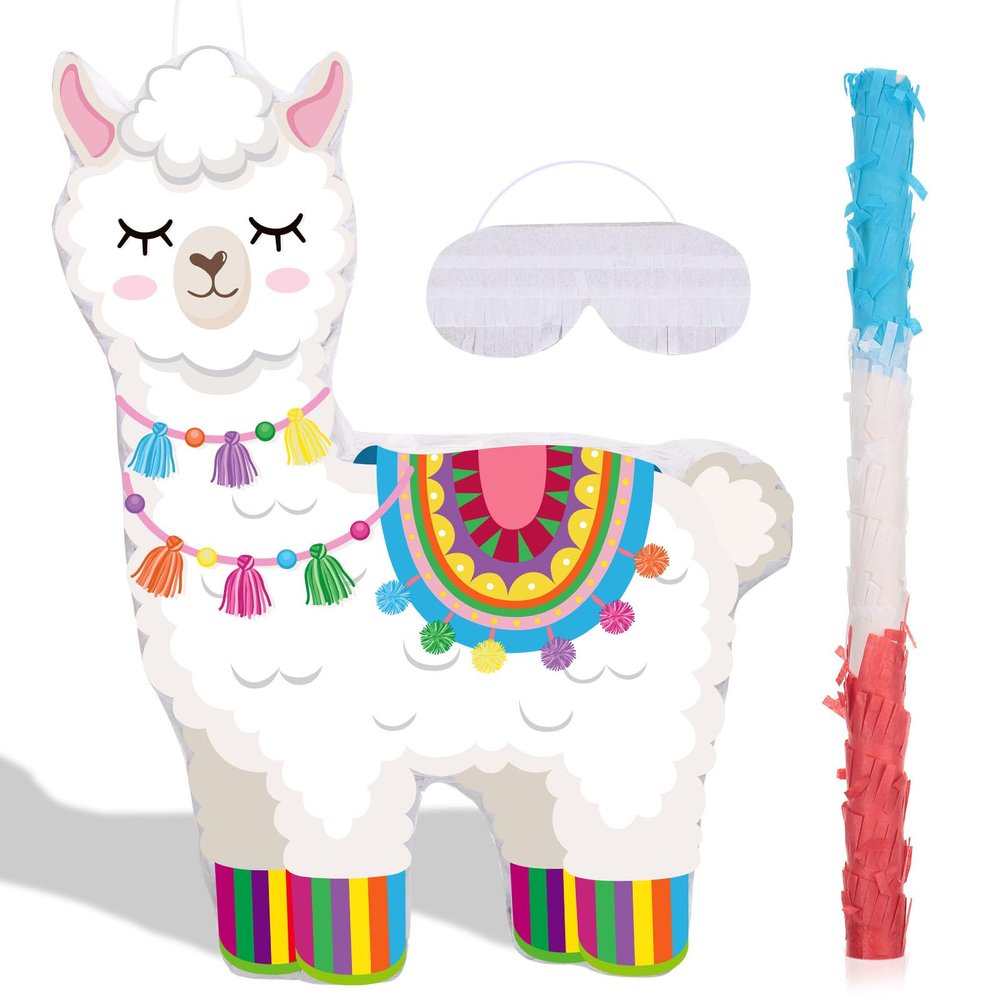 Harrycle Fiesta Llama Piata Includes Stick Blindfold Cinco De Mayo Llama Piata Mexican Party Favors for Mexican Cinco De Mayo Party Decor, 16 x 12 Inches