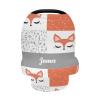 Customized Baby Name Car Seat Cover for Girls, Personalized Cartoon Fox Infant Stroller Canopy Multi Use Nursing Covers Soft Breathable Breastfeeding Scarf, Shower Gift for Newborn Infant view 1