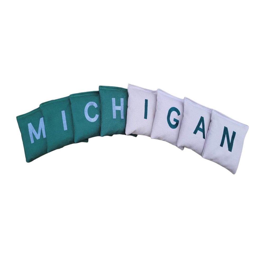 Michigan Hunter and Grey Full Size Cornhole Bags