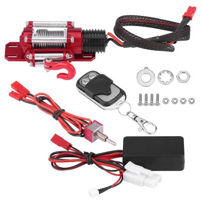 1.9 Beadlock Wheels,RC Winch,1/10 Scale RC Metal Steel RC Crawler Winch RC Model Vehicle Winch with Remote Controller for Traxxas HSP Redcat Tamiya Axial SCX10 D90 HPI 1:10 RC Crawler Climbing Cars