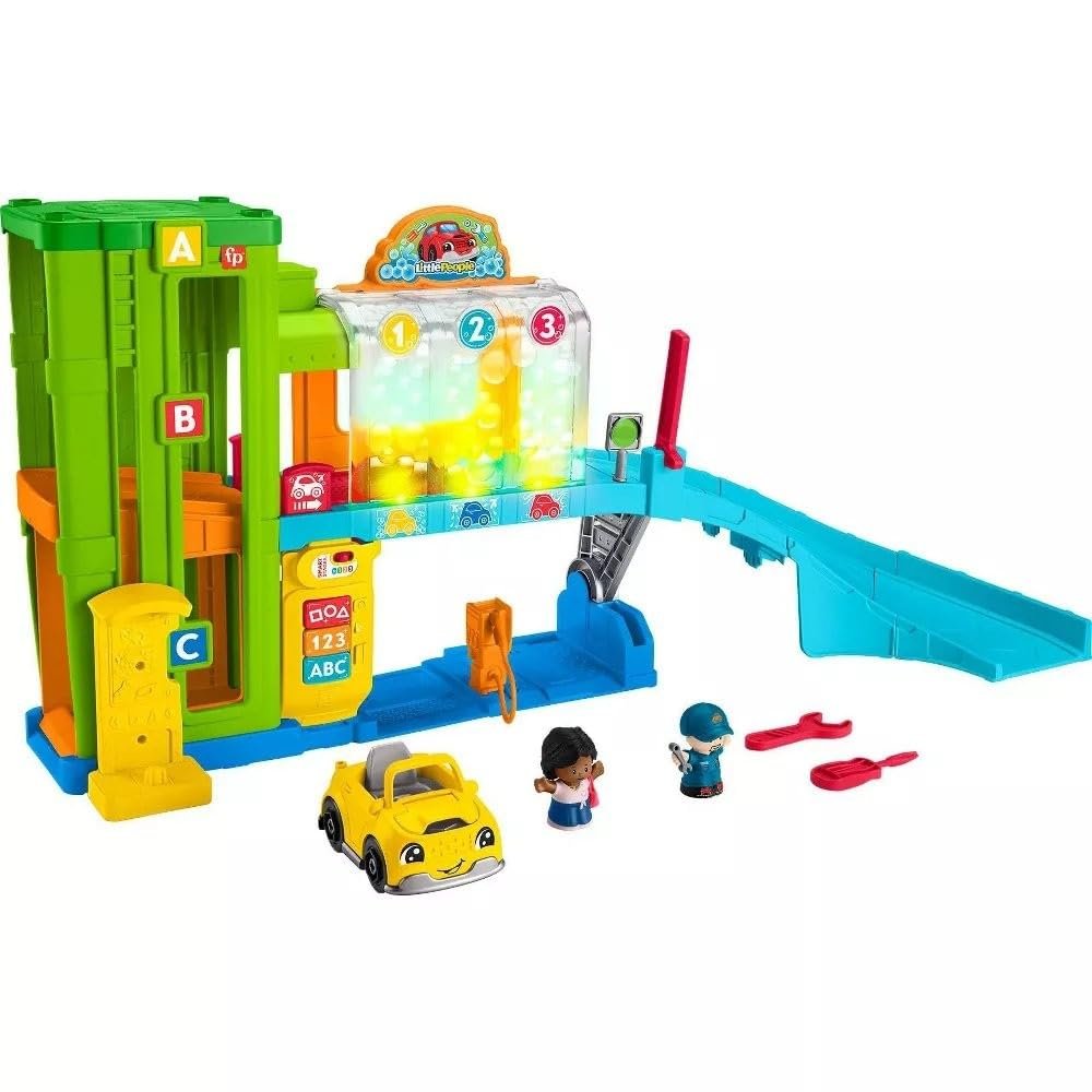 Fisher-Price Little People Toddler Toy Light-Up Learning Garage, Electronic Playset with Car & Figures for Preschool Pretend Play Kids Ages 1+ Years