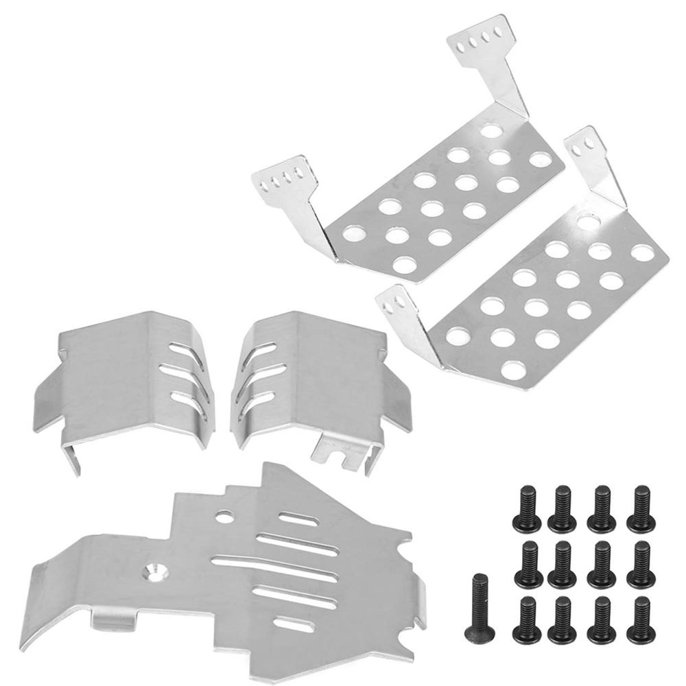 Akozon Skid Plate, Upgrades, Armor Skid Plate for Bronco 2021-4 82056-4 RC Car 5 Pcs Stainless Steel Chassis