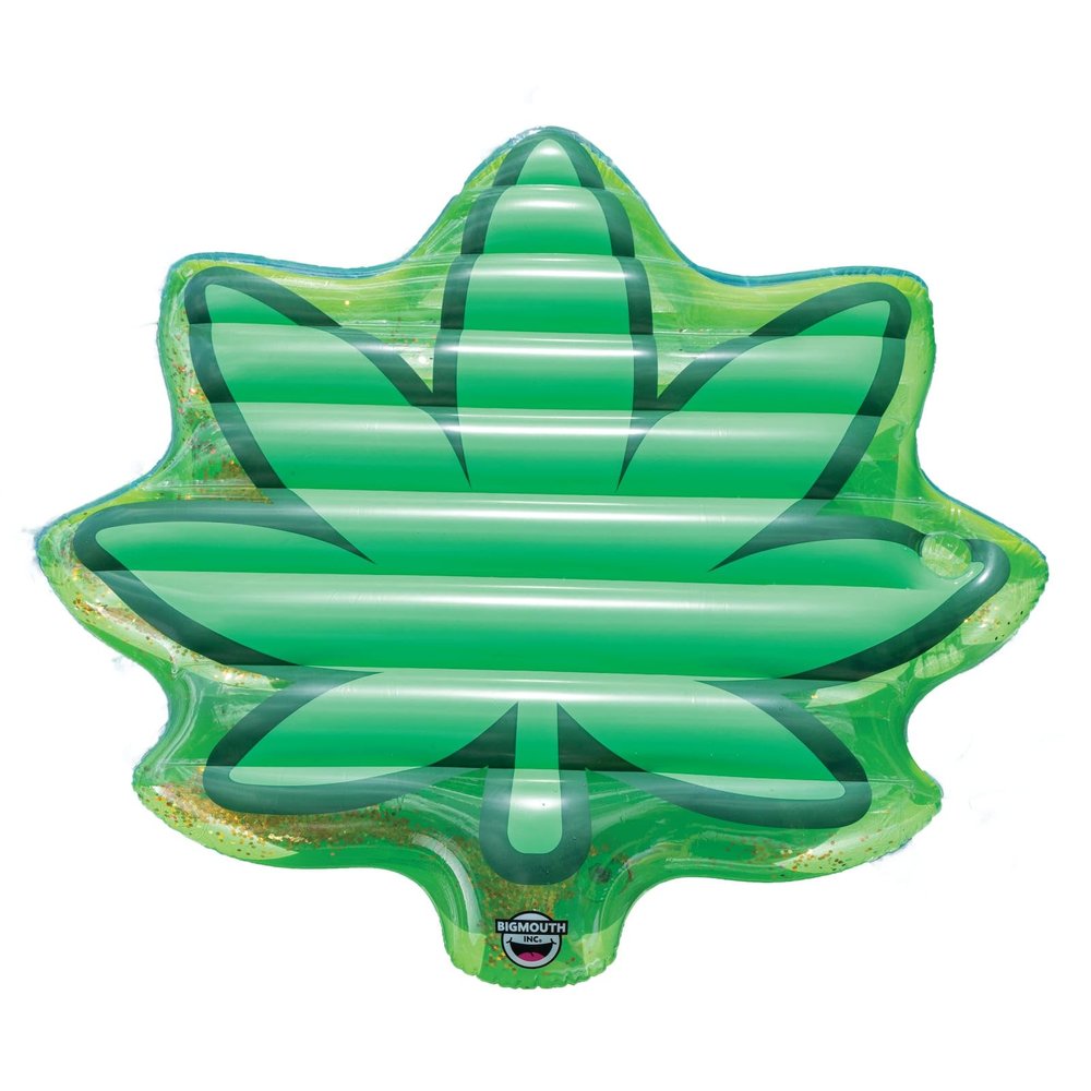 BigMouth Inc. Green Leaf Pool Float, Large Lounge Raft, Durable Vinyl Floatie, Funny Inflatable Plant, Summer Pool Party Water Toy